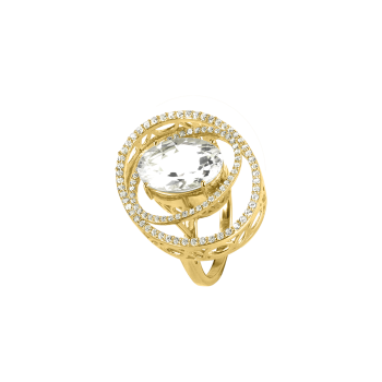 Jacques Lemans SE-R159C58 Damen Ring Gr. 58 Sterlingsilber vergoldet mit White Topaz